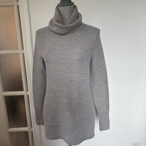 NOEL ASMAR Grey waffle knit wool turtleneck sweater XS